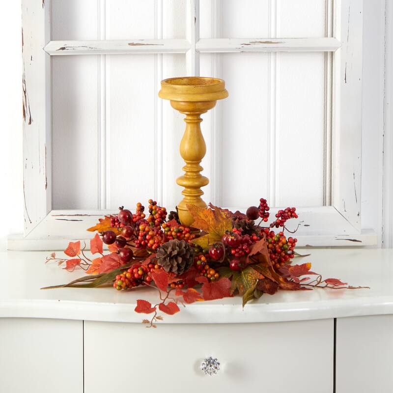 15" Harvest Fall Artificial Candelabrum Arrangement - 13