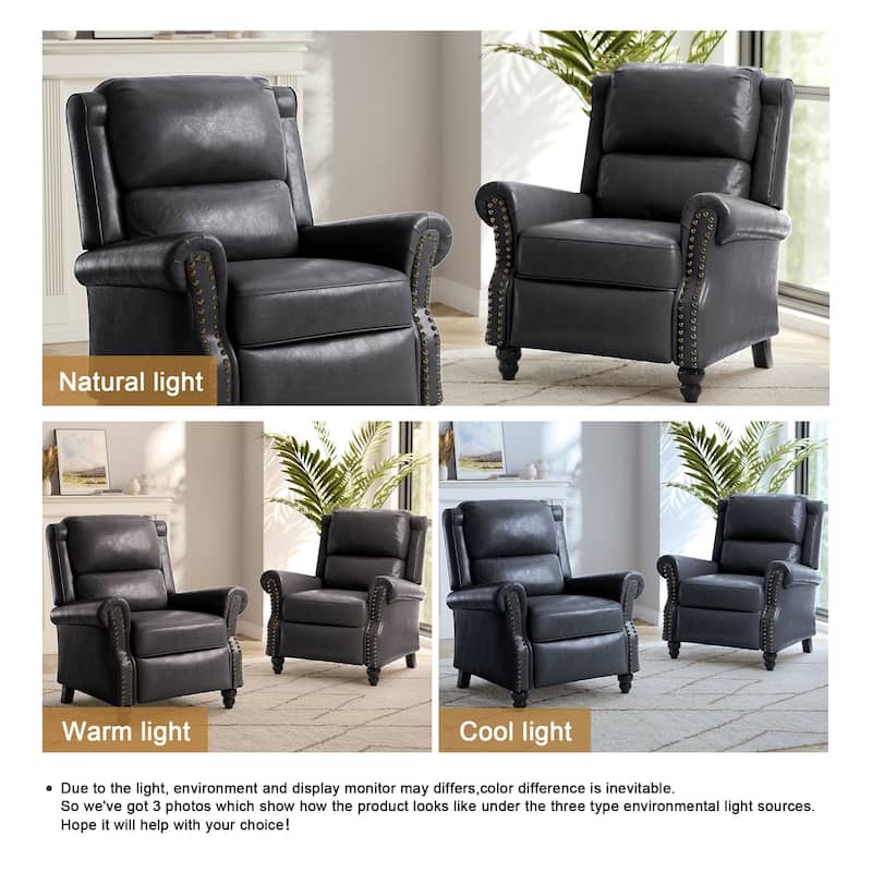 Nail-head Padded Seat Pushback Recliner Chair