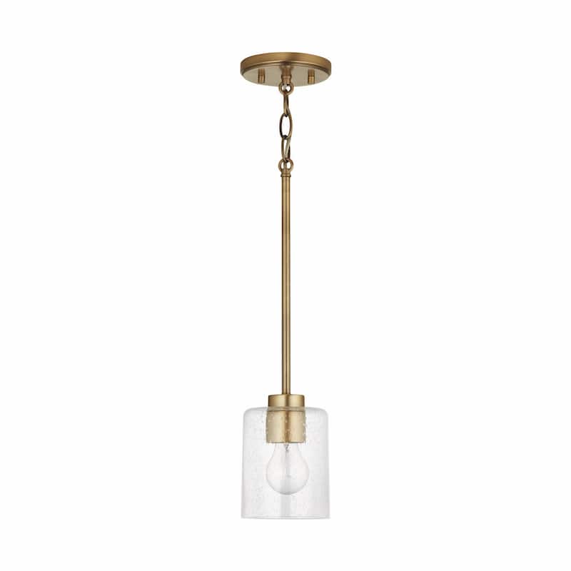 Greyson 1-light Hanging Pendant w/ Clear Seeded Glass - Aged Brass