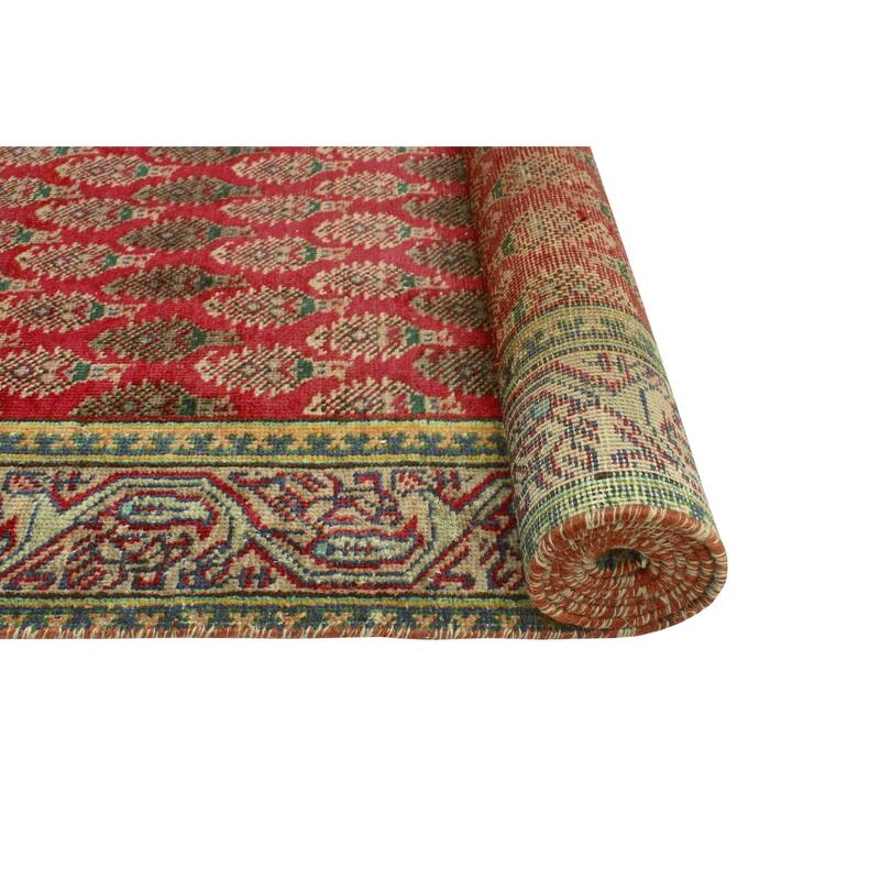 Fine Vintage Distressed Balym Red/Beige Runner - 3'0" x 10'0"