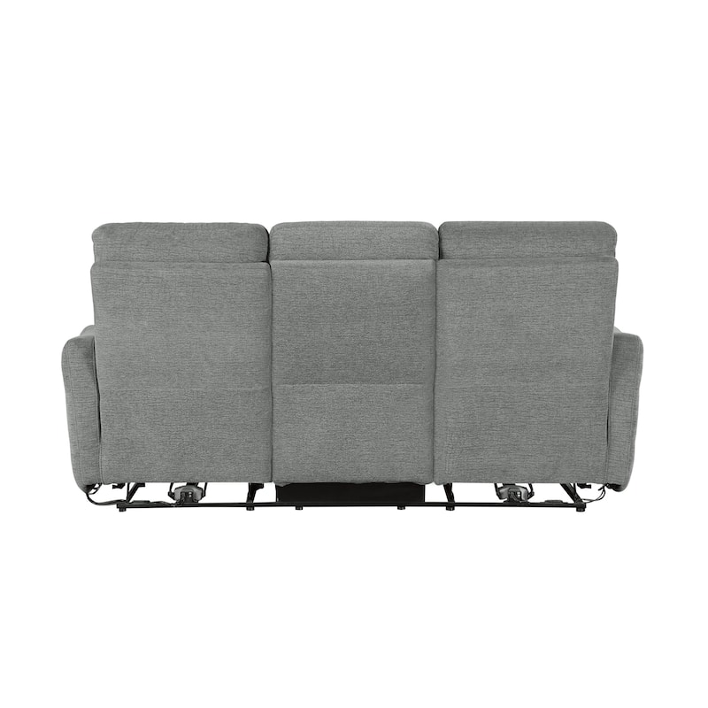 Eddie Power Double Reclining Sofa w USB, Lay Flat, Dove Gray Chenille