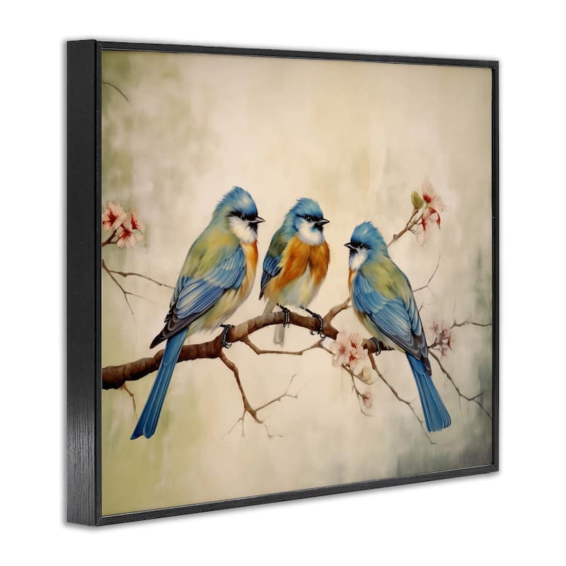 Stupell Bird Trio on Branch Framed Giclee Art Design By Arlington Prints