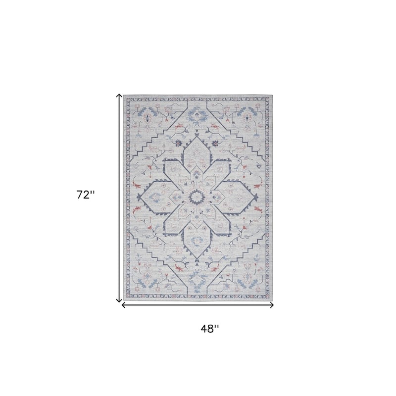 Power Loomed Floral Traditional Area Rug - 72' X '48' X '0.28
