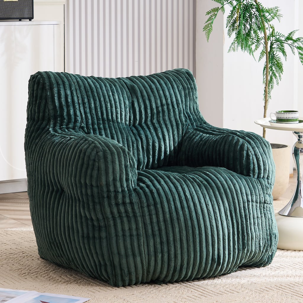 Soft Fluffy Corduroy Fabric Bean Bag Chair Filled With Memory Sponge