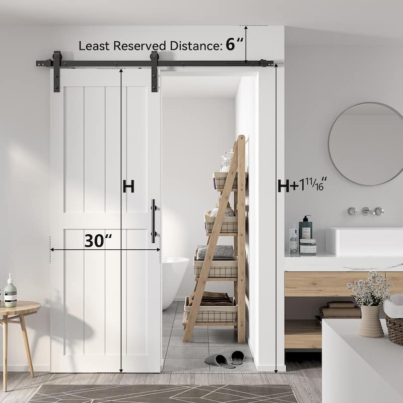 Sanding 30in./32in./36in./42in./48in.x 84in.MDF Barn Door With Sliding Hardware Kit ,Covered with Water-Proof PVC Surface