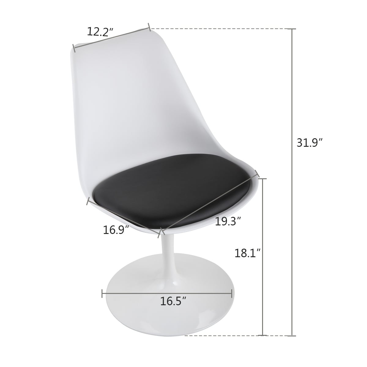 Swivel Tulip Side Chair for Kitchen and Dining Room Bar with