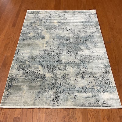 HERAT ORIENTAL Turkish Modern Erased Design Wool & Silk Rug - 5'3" x 7'7"