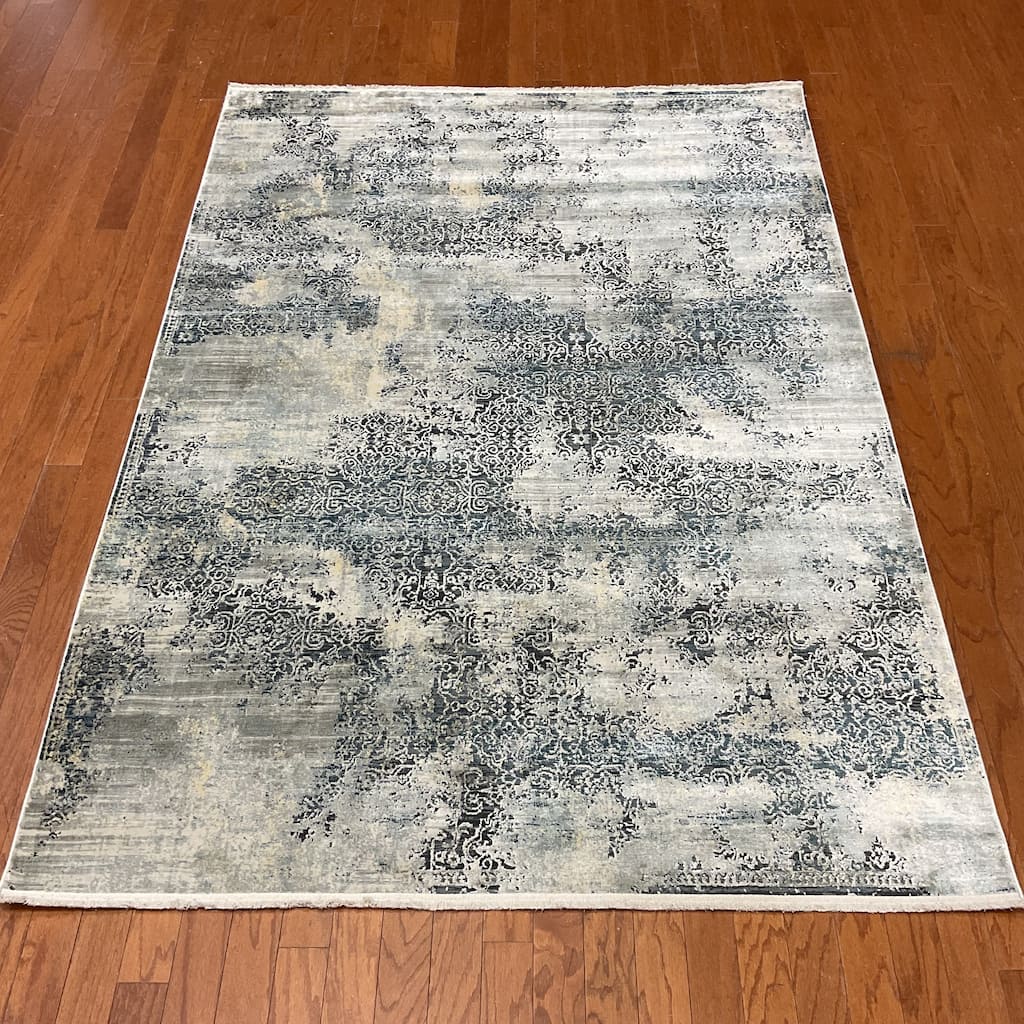 HERAT ORIENTAL Turkish Modern Erased Design Wool & Silk Rug - 5'3" x 7'7"