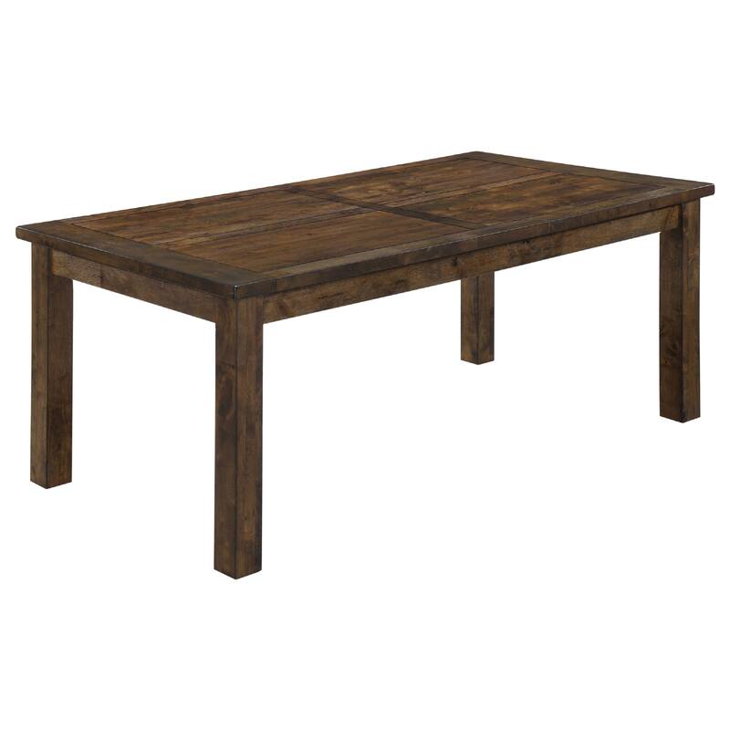 Caly 9pc Dining Table Set, 8 Ladderback Side Chairs, Rustic Golden Brown