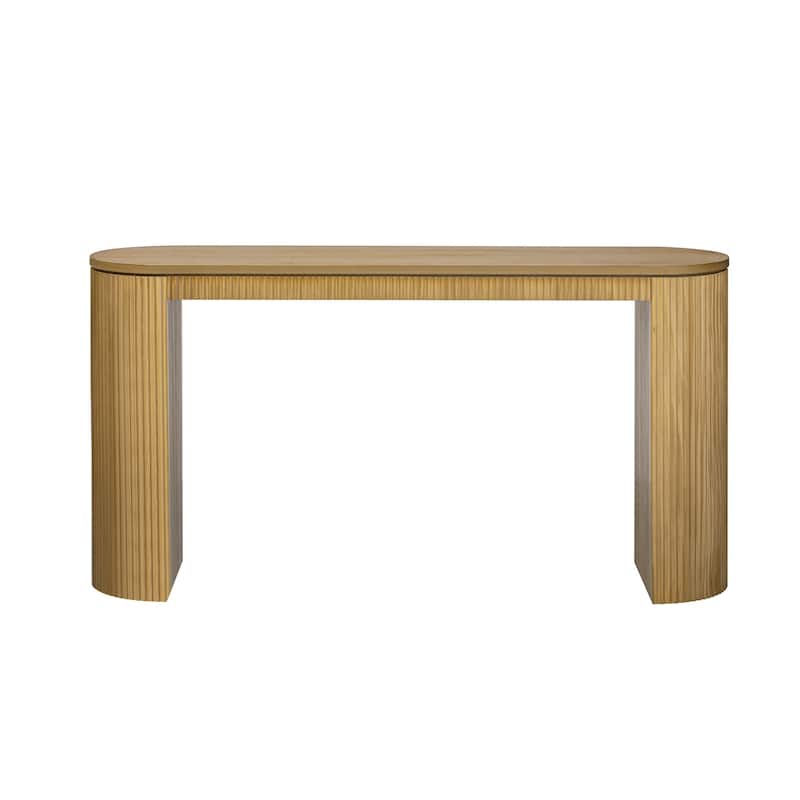 Console Table with Unique Vertical Stripe Design - Natural