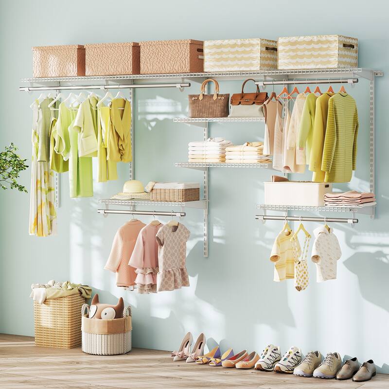 Gymax Wire Closet Organizer System Wall-mounted Adjustable Storage