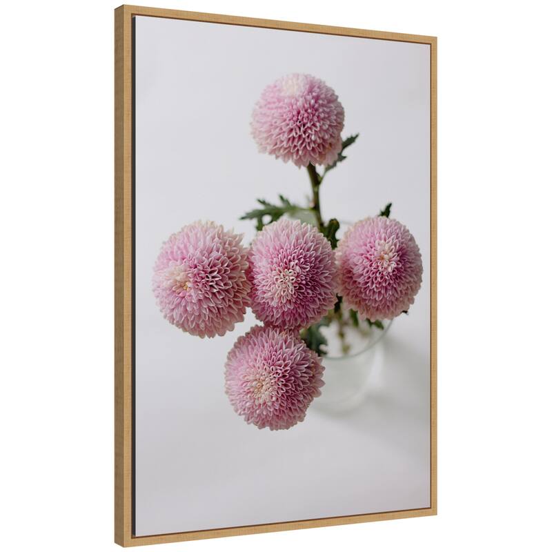 Kate and Laurel Sylvie Bouquet of Pastel Pink Dahlias Framed Canvas by Kristy Campbell - 23x33