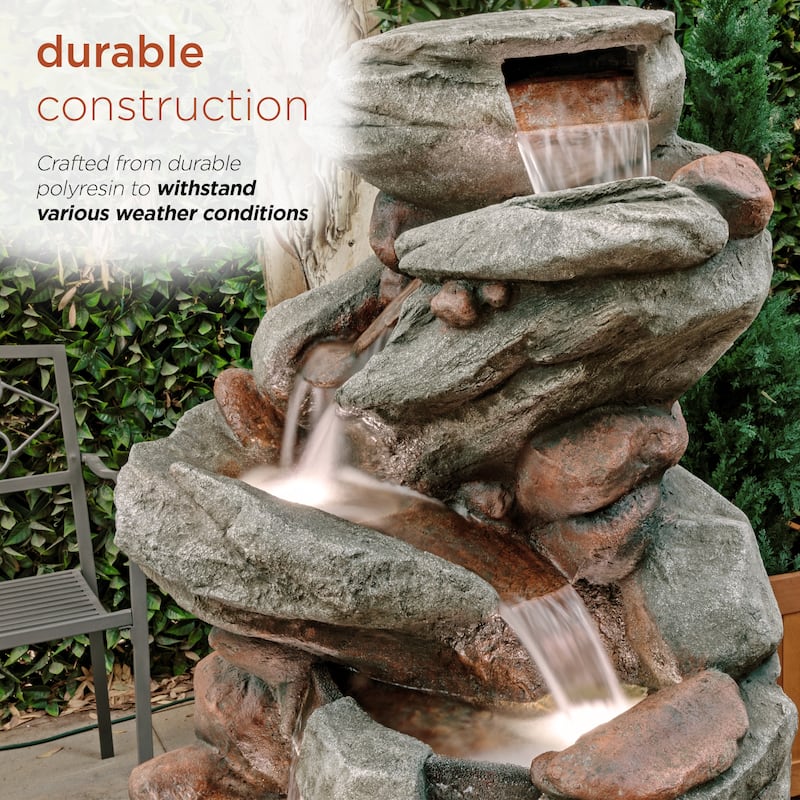 Cascading Stone Water Fountain with LED Lights