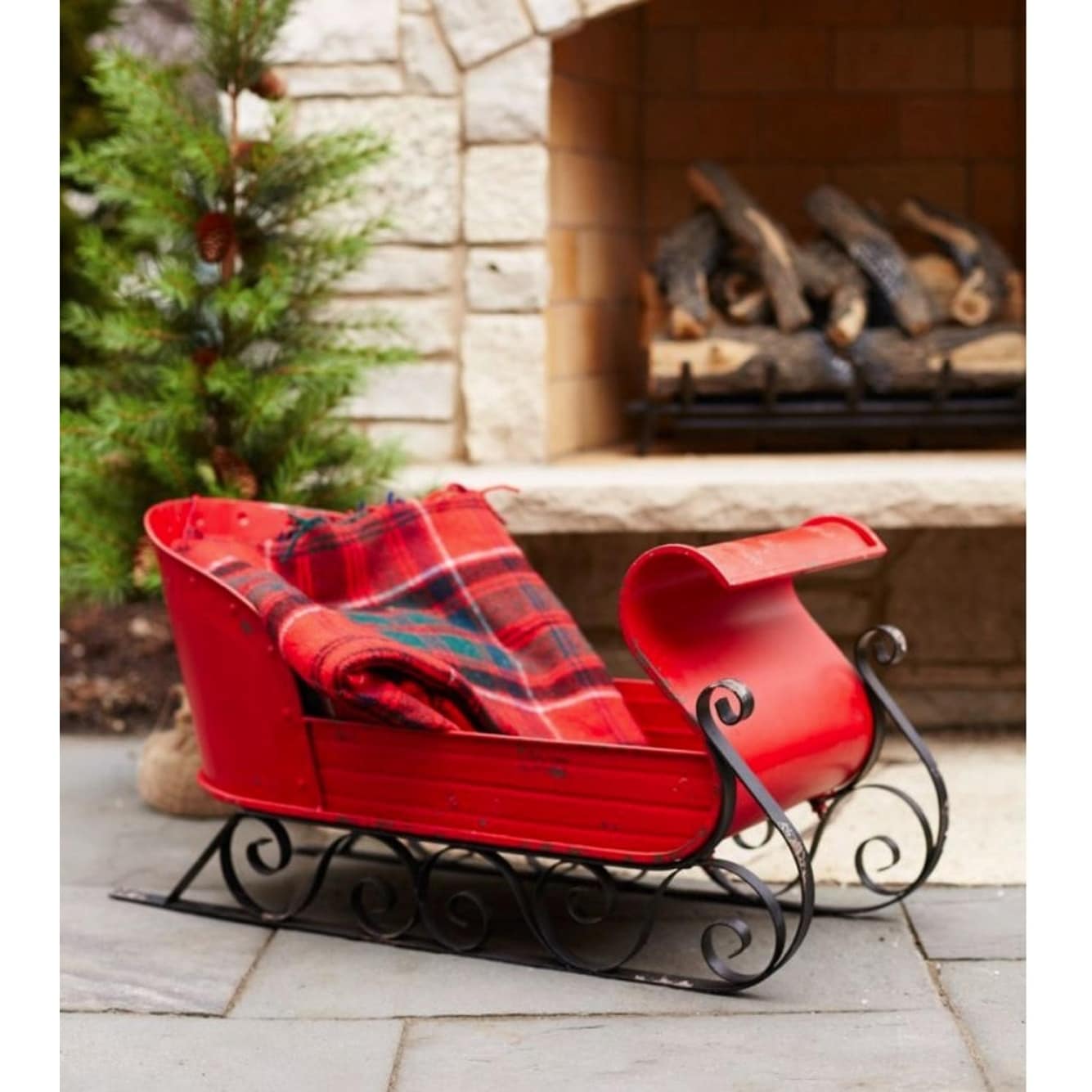 Shop 30 Metal Red And Black Decorative Christmas Sleigh