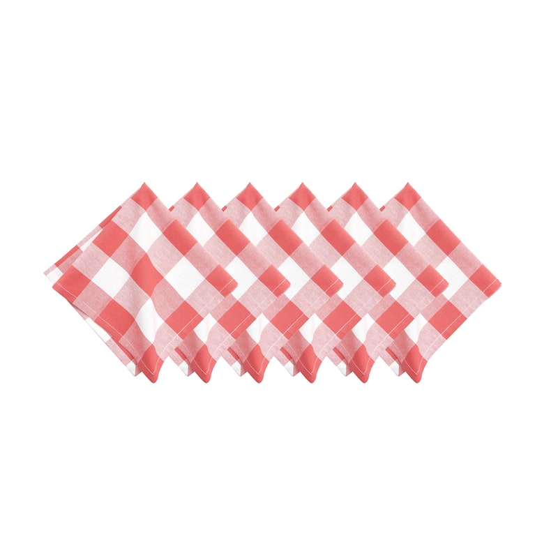 Franklin Coral Gingham Check Napkin, Set of 6