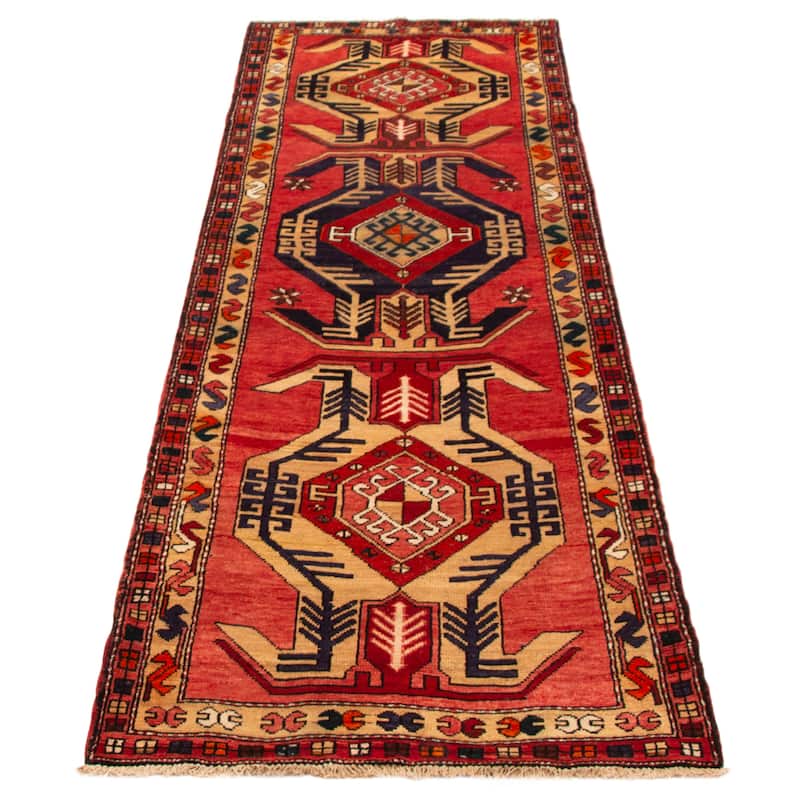 ECARPETGALLERY Hand-knotted Konya Anatolian Red Wool Rug - 3'5 x 10'11