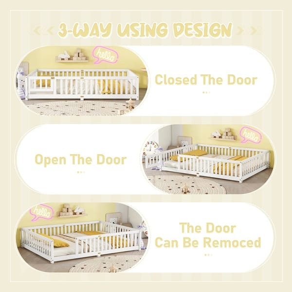 slide 2 of 42, Full Floor Bed with Guardrails - Montessori Design