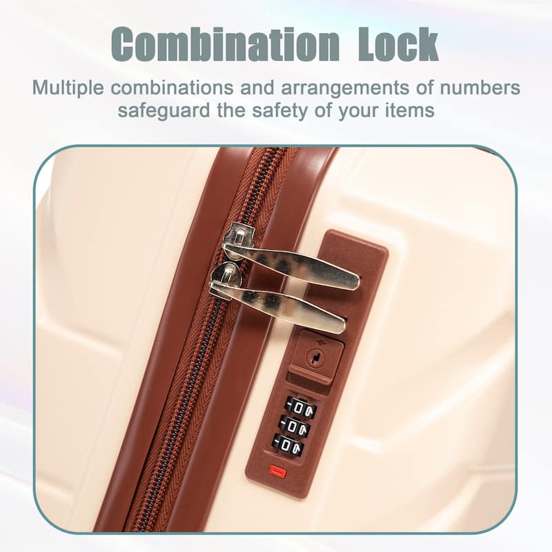 14"/20" 2 pcs/set in ABS Spinner Wheel Luggage, with Combination Lock,14" Cosmetic Case