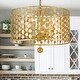 preview thumbnail 6 of 4, Layla 6 Light Antique Gold Chandelier - 23.75'' W x 18.7'' H