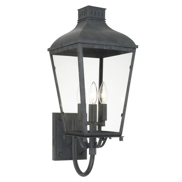 slide 2 of 7, Dumont Outdoor 3 Light Graphite Wall Mount - 9.25'' W x 23.5'' H x 12'' D