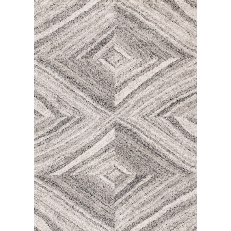 Mariah Cream Grey Shaded Diamonds Area Rug, 5'3" x 7'7"