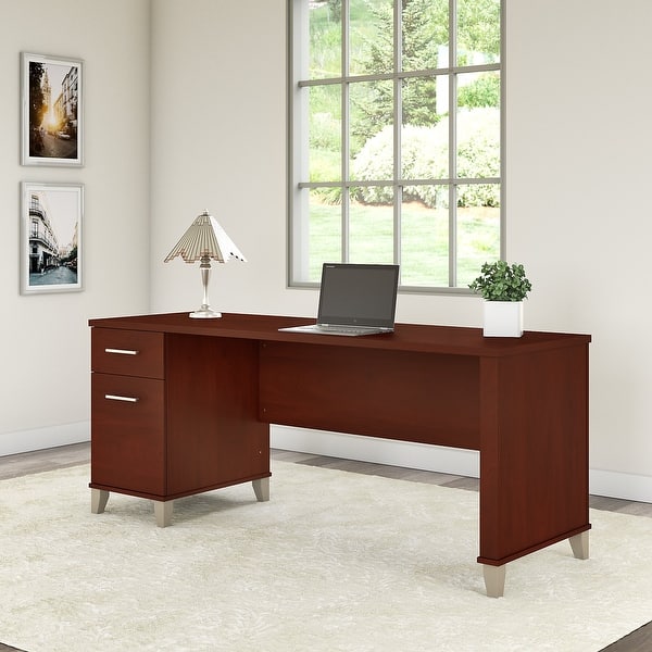 slide 1 of 68, Bush Furniture Somerset 72W Office Desk with Drawers in Hansen Cherry