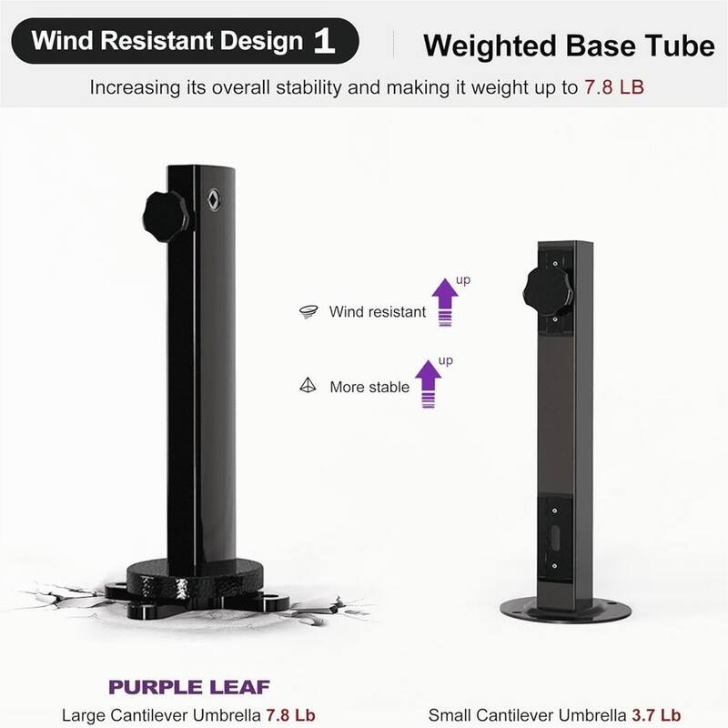 PURPLE LEAF 12ft Square Cantilever Umbrellas with Tilt-and-Crank with Base
