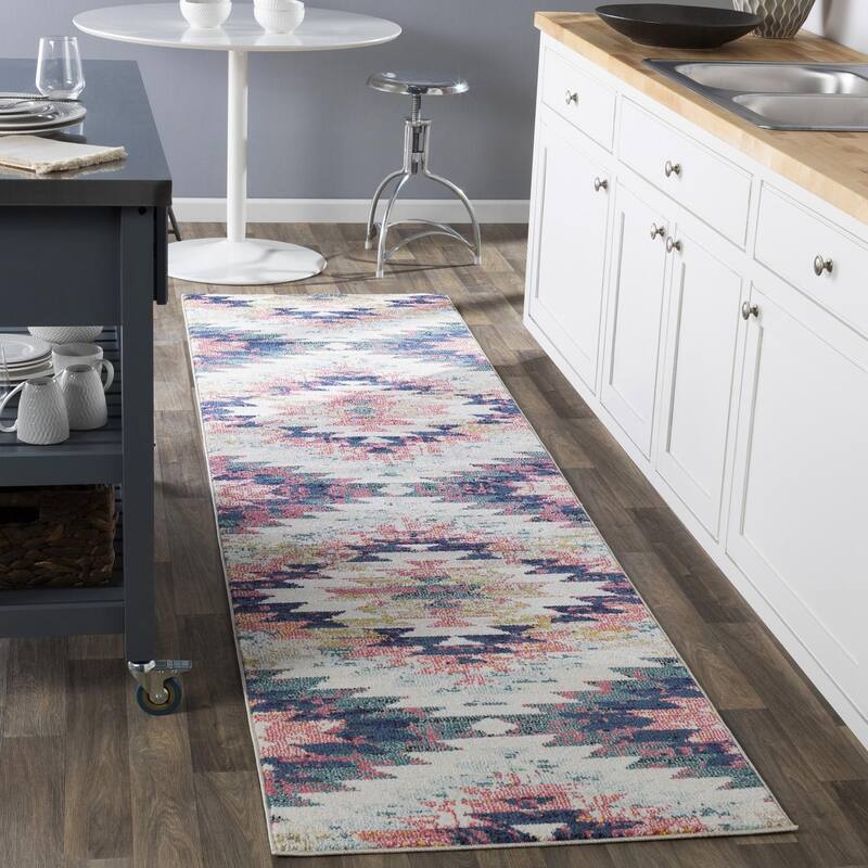 Livabliss Bohemian & Eclectic Anika Geometric Area Rug - 2'7" x 10'2" - Coral