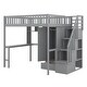 preview thumbnail 15 of 25, Full Size Wood Loft Bed with Bookshelf, Stairs Drawers, Desk and Wardrobe with Top Bunk with Full Length High Guardrails