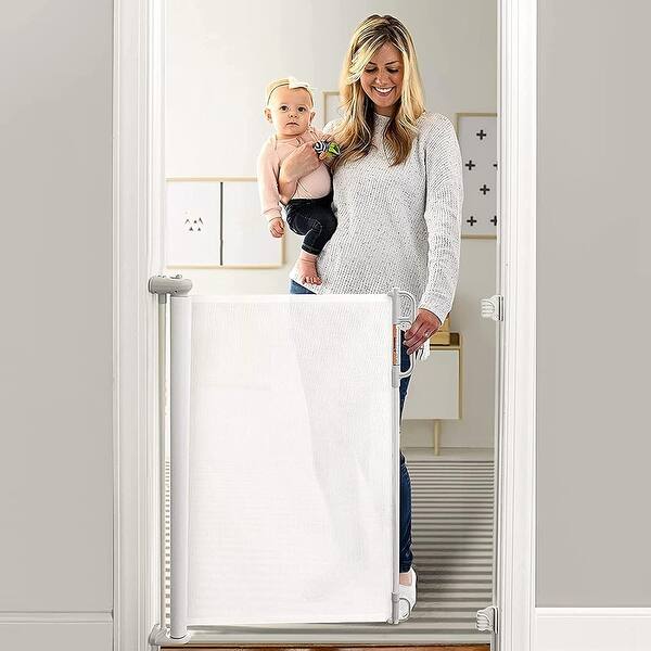 slide 2 of 7, Momcozy Retractable Baby Gate,Mesh Baby Safety Gate 33" X 55" - 33''x55'' White - 33''x55''