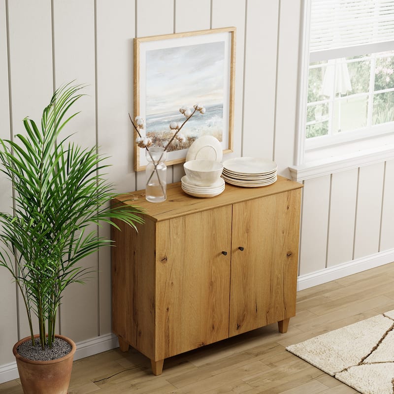 Buffet Cabinet with 3 Compartments for Dining Room, 32.4"H Sideboard