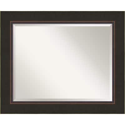 Beveled Wood Wall Mirror - Milano Bronze Frame - Outer Size: 34 x 28 in