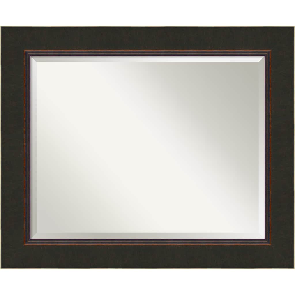 Beveled Wood Wall Mirror - Milano Bronze Frame - Outer Size: 34 x 28 in