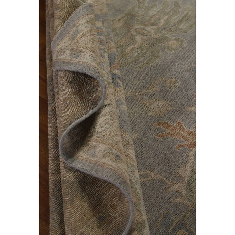Hand Knotted Oriental 100% Wool Carpet Transitional All-Over Greys & Charcoal Oushak Area Rug - 11' 9'' X 9' 2''
