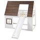 preview thumbnail 19 of 17, Twin Over Twin Wood House Bunk Bed with Roof, Ladder and Slide