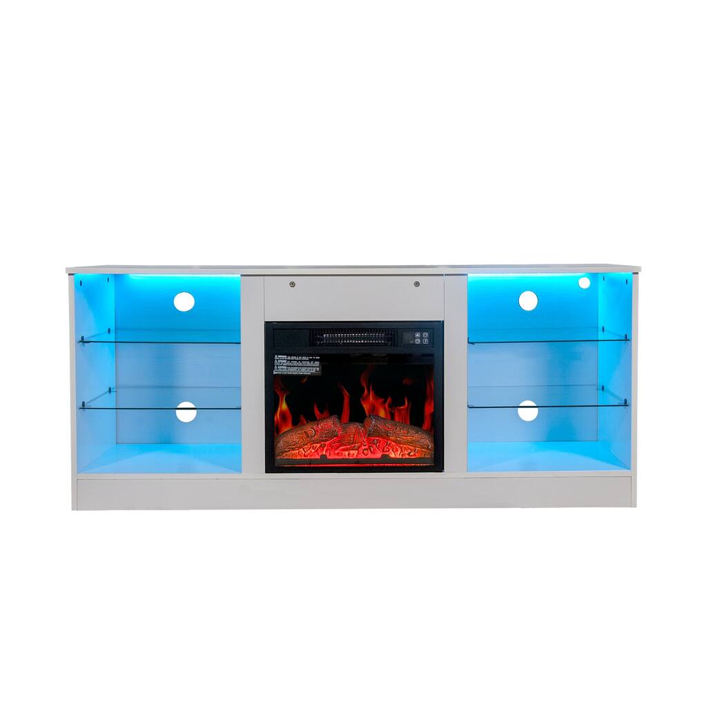 TV Stand With 18 Inch Electric Fireplace Heater