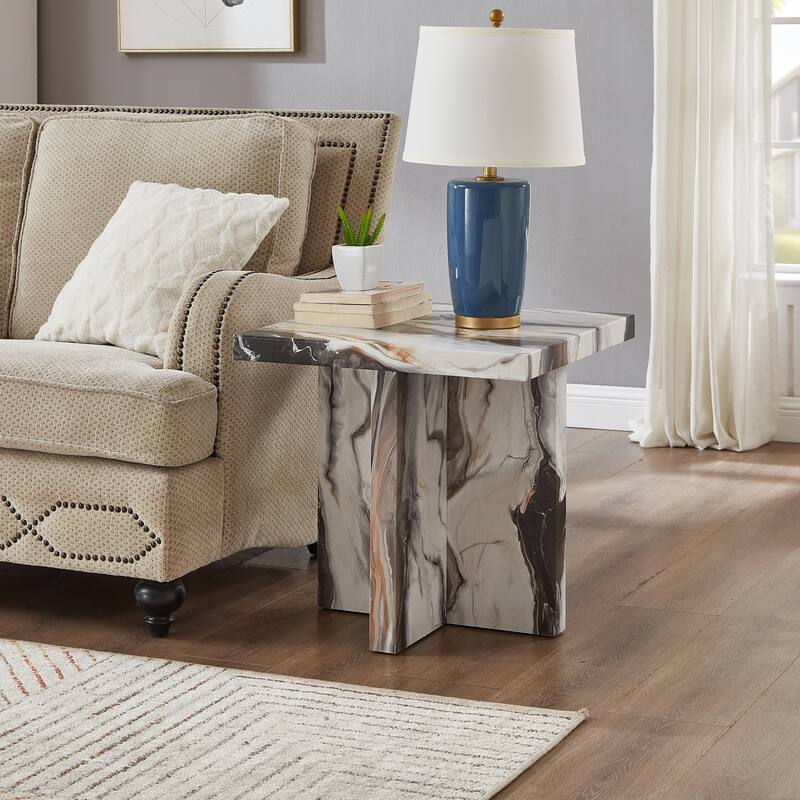 Roundhill Furniture Cavira 3-Piece Faux Marble Coffee Table Set