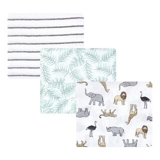 Hudson Baby Unisex Baby Cotton Muslin Swaddle Blankets, Modern Neut Safari, 3-Pack - Modern Neut Safari