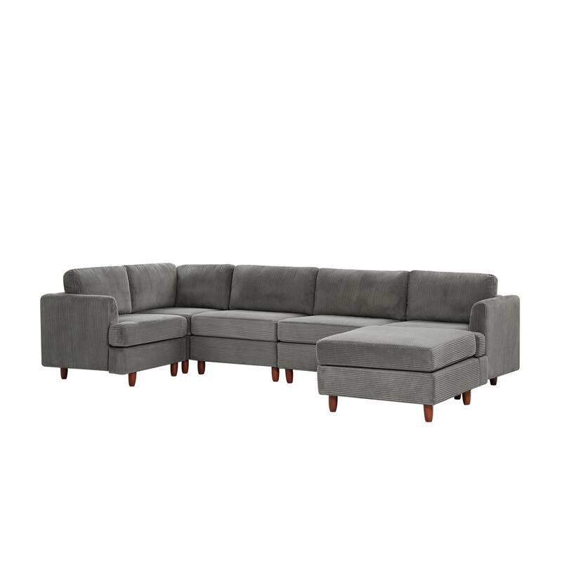 Corduroy Upholstered Sectional Couch Modular Sleeper Sofa Bed with Ottoman Chaise Lounge, Free Defined Sofa Size and Shape