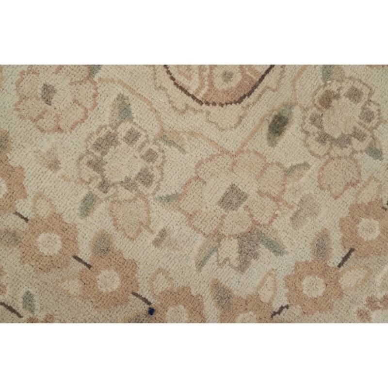 Hand Knotted Oriental 100% Wool Carpet Traditional Floral Beige & Ivories Kerman Area Rug - 12' 10'' X 9' 7''