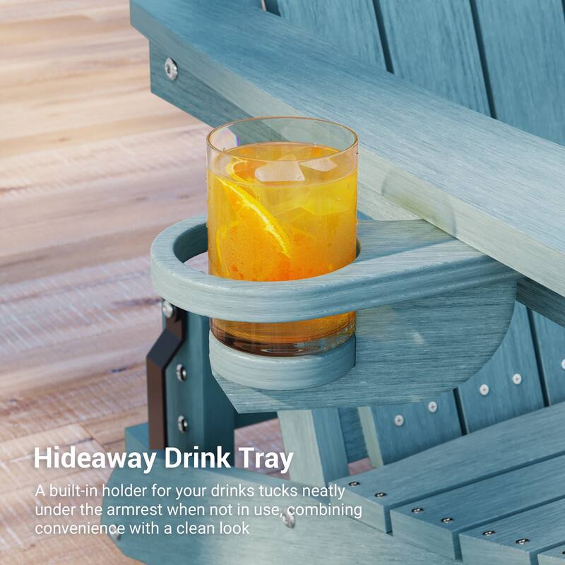 Glider Adirondack Chair 3-Position Adjustable, HDPE Wood-Like Texture