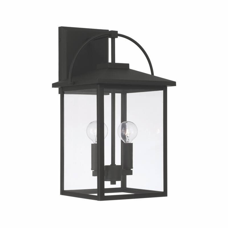 Bryson Black Outdoor Wall Lantern w/ Clear Glass - 2-light/16.5"H x 9.5"W