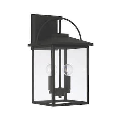 Bryson Black Outdoor Wall Lantern w/ Clear Glass