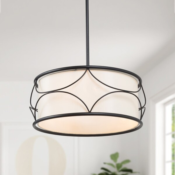 Black metal clearance drum chandelier