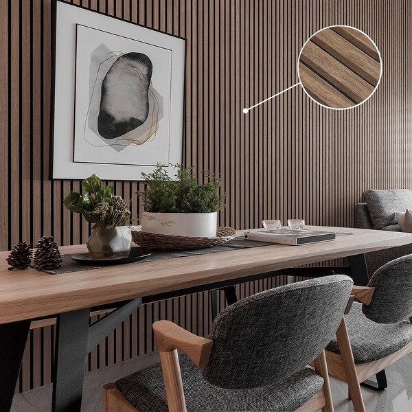 94.5 x 12.7 in. Natural Wood Veneer Acoustic 3D Wall Panels 2pcs