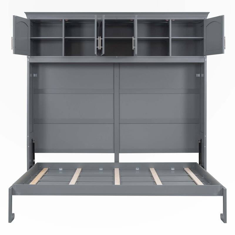 Full Size Murphy Bed Wall Bed with Top Cabinets