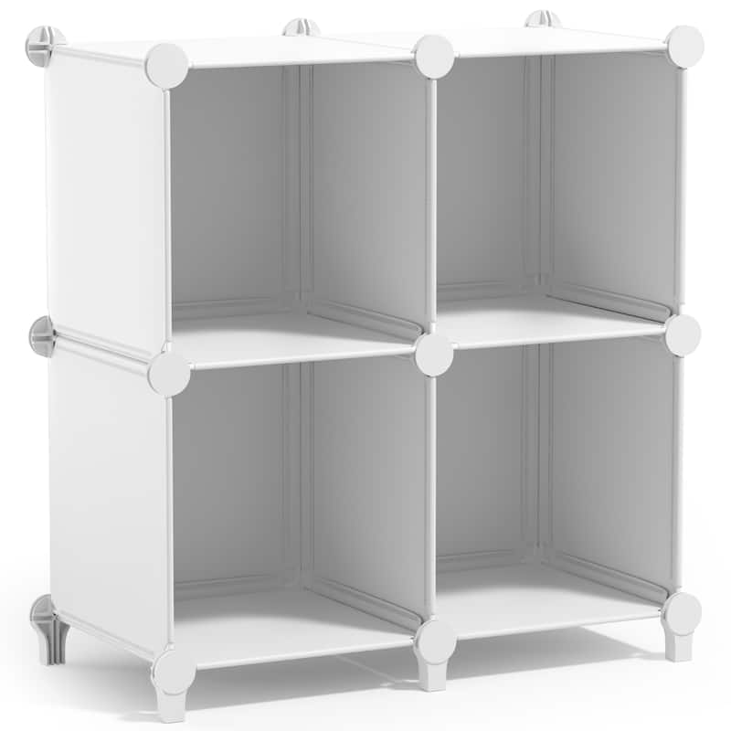 Sorbus Cube Storage Organizer – Waterproof Cubby Shelf for Closet, Toys, Books, Shoes, Décor – Space-Saving Bookshelf - 4 Pack - White