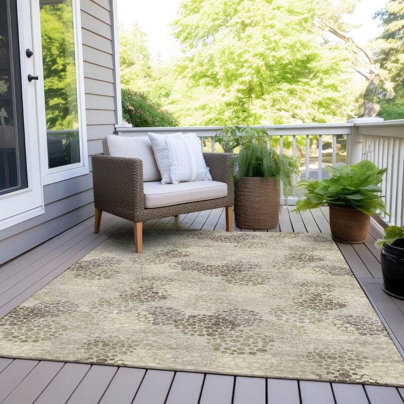 Machine Washable Indoor/ Outdoor Chantille Modern Bubbles Rug - Beige - 9' x 12'