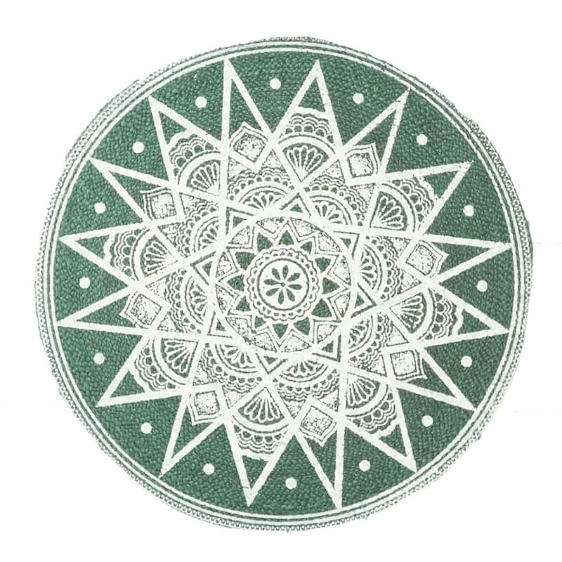 ECARPETGALLERY Braided Weave Palas Denizli Teal Jute Rug - 2'11 x 2'11