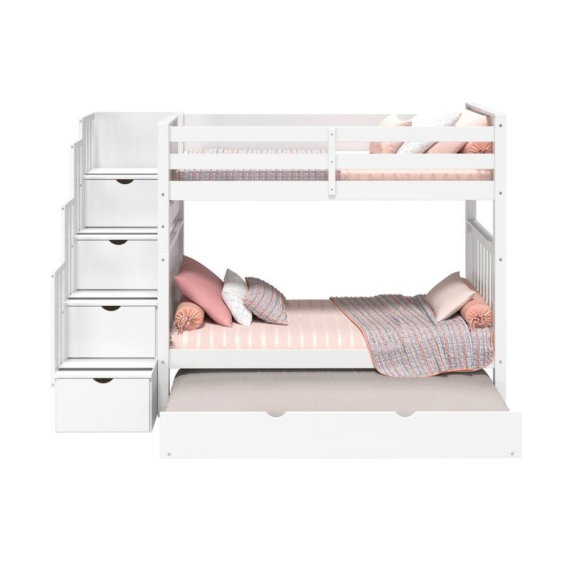 Taylor & Olive Trillium Tall Twin over Twin Stairway Bunk Bed, Trundle